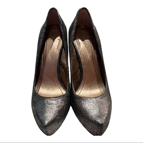 Pewter high heel platform shoes - Picture 1 of 9